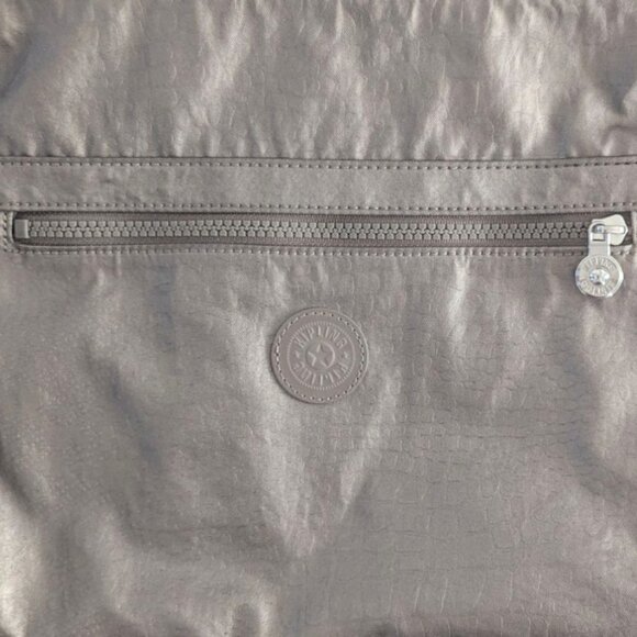 Kipling NWOT Nylon 2 Zipper Pouch Cross-Body Shoulder Bag Gold Metallic Shimmer - Picture 5 of 9